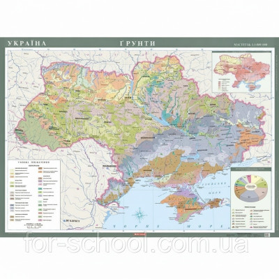 Україна. Грунти, м-б 1:1 000 000 (на картоні, на планках)