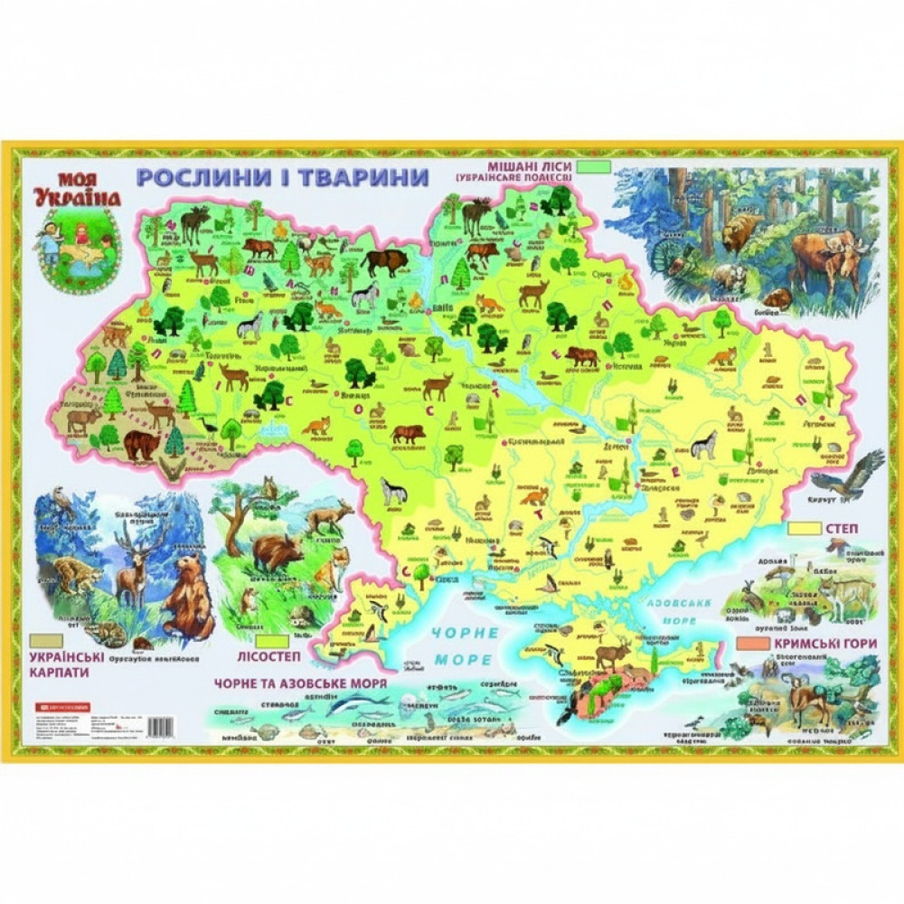 Карта «Рослини і тварини». Моя Україна (на планках)