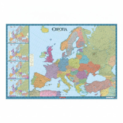 Європа. Політична карта м-б 1: 12 000 000 ламінована на планках.