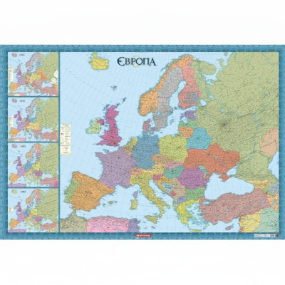 Європа. Політична (з врізками) м-б 1 :4 000 000 картон на планках.